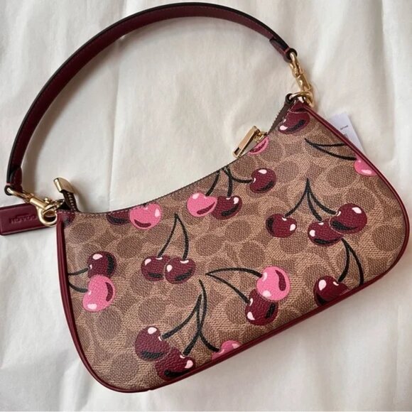 COACH Teri Shoulder Bag In Signature Canvas With Cherry Print - Picture 3 of 7